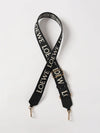 adjustable canvas and leather shoulder strap with jacquard logo