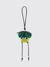 loomie bicolor woven calfskin keychain with fringes and engraved logo