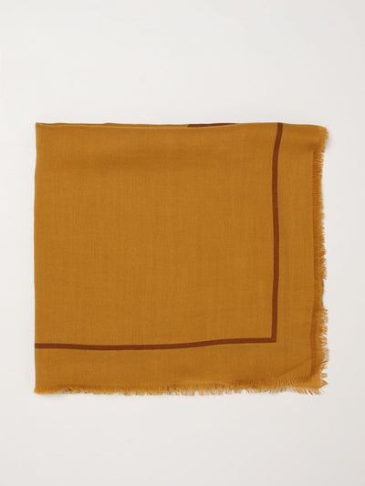 square wool scarf with ysl monogram print and fringed edges