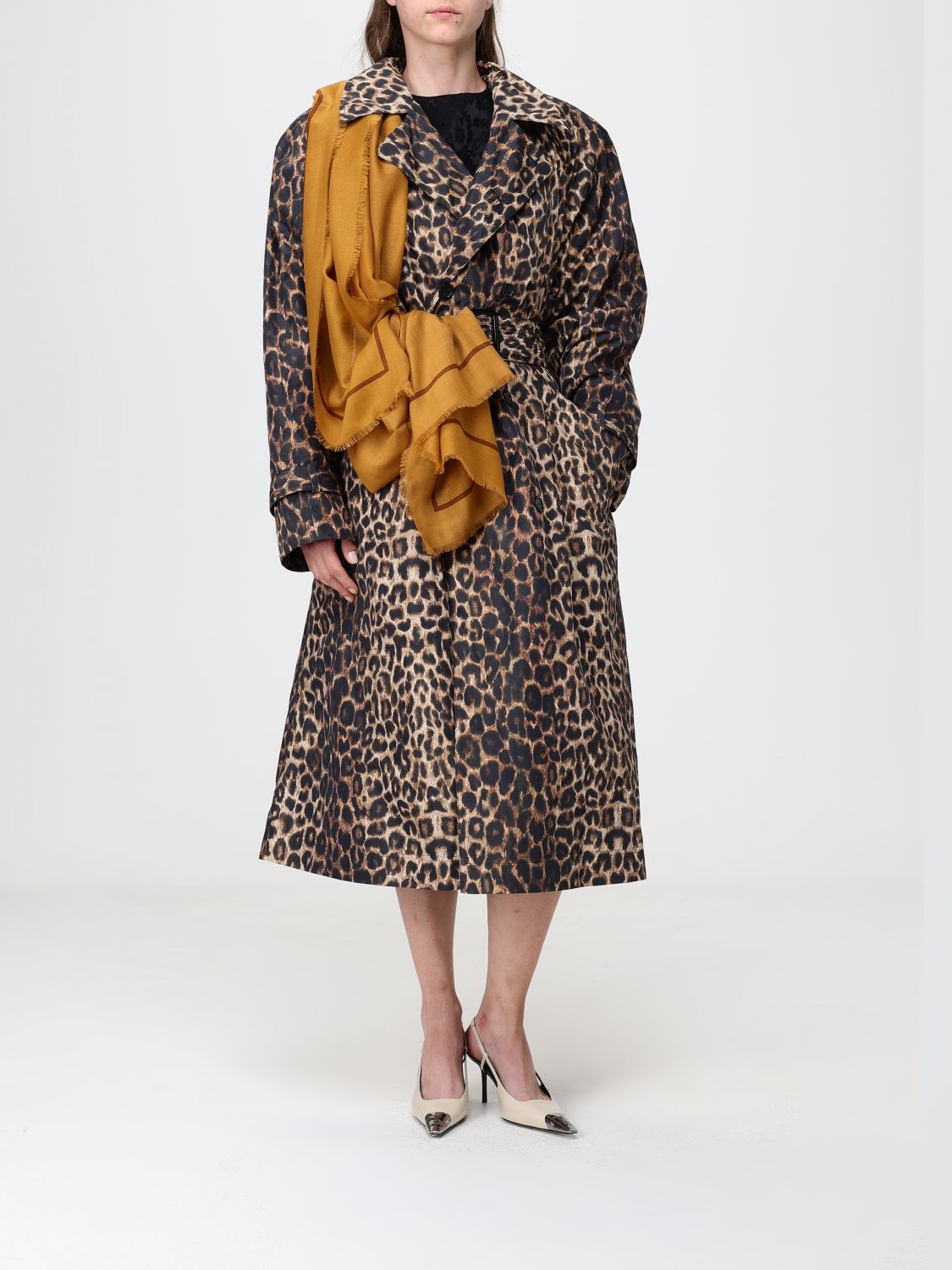 square wool scarf with ysl monogram print and fringed edges