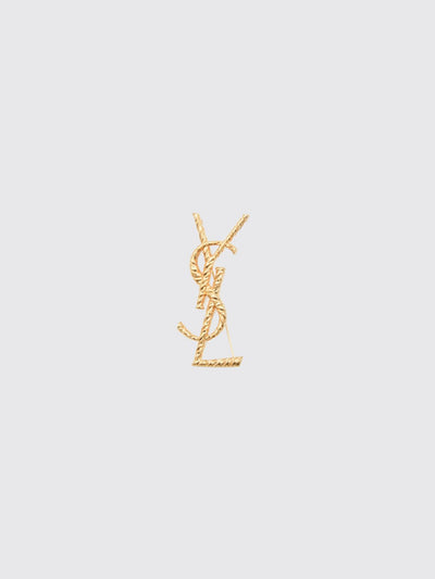 cassandre ysl monogram gold-finish brass brooch