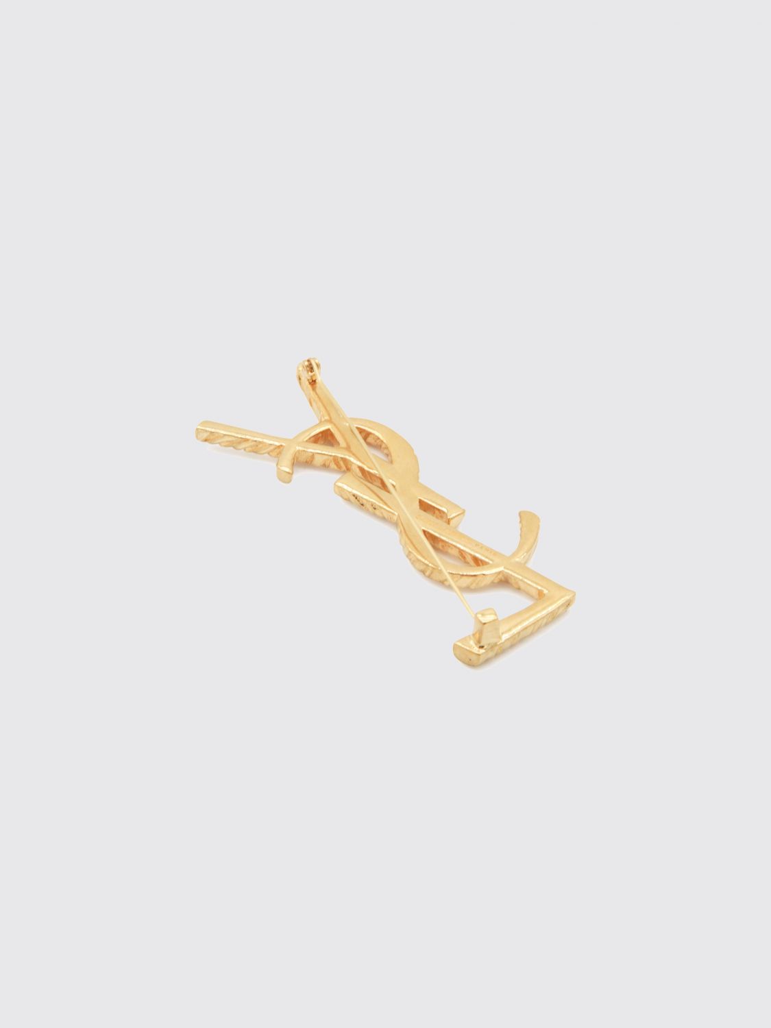 cassandre ysl monogram gold-finish brass brooch
