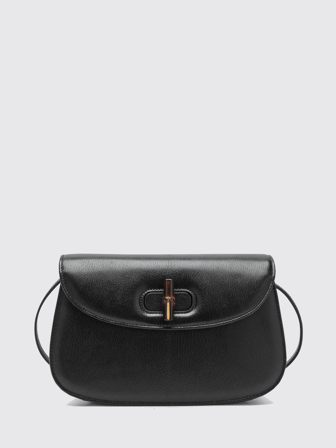 bamboo small goat leather shoulder bag with turn-lock closure