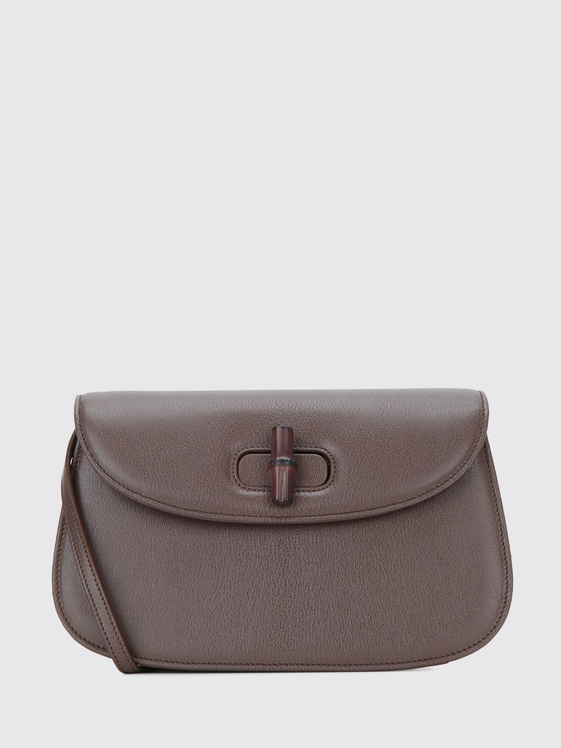 goat leather shoulder bag with turn-lock closure and detachable strap