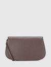 goat leather shoulder bag with turn-lock closure and detachable strap