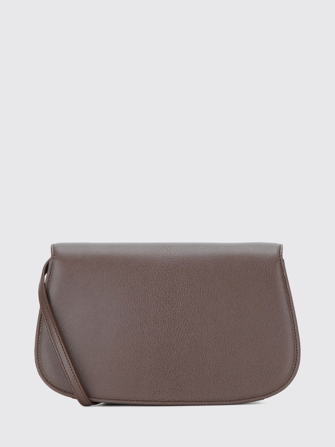 goat leather shoulder bag with turn-lock closure and detachable strap