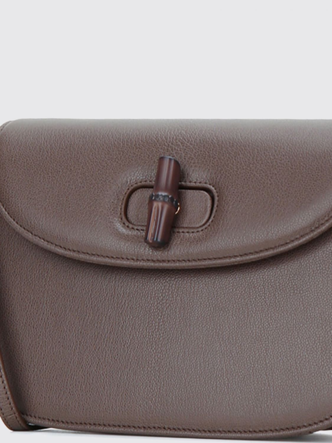 goat leather shoulder bag with turn-lock closure and detachable strap
