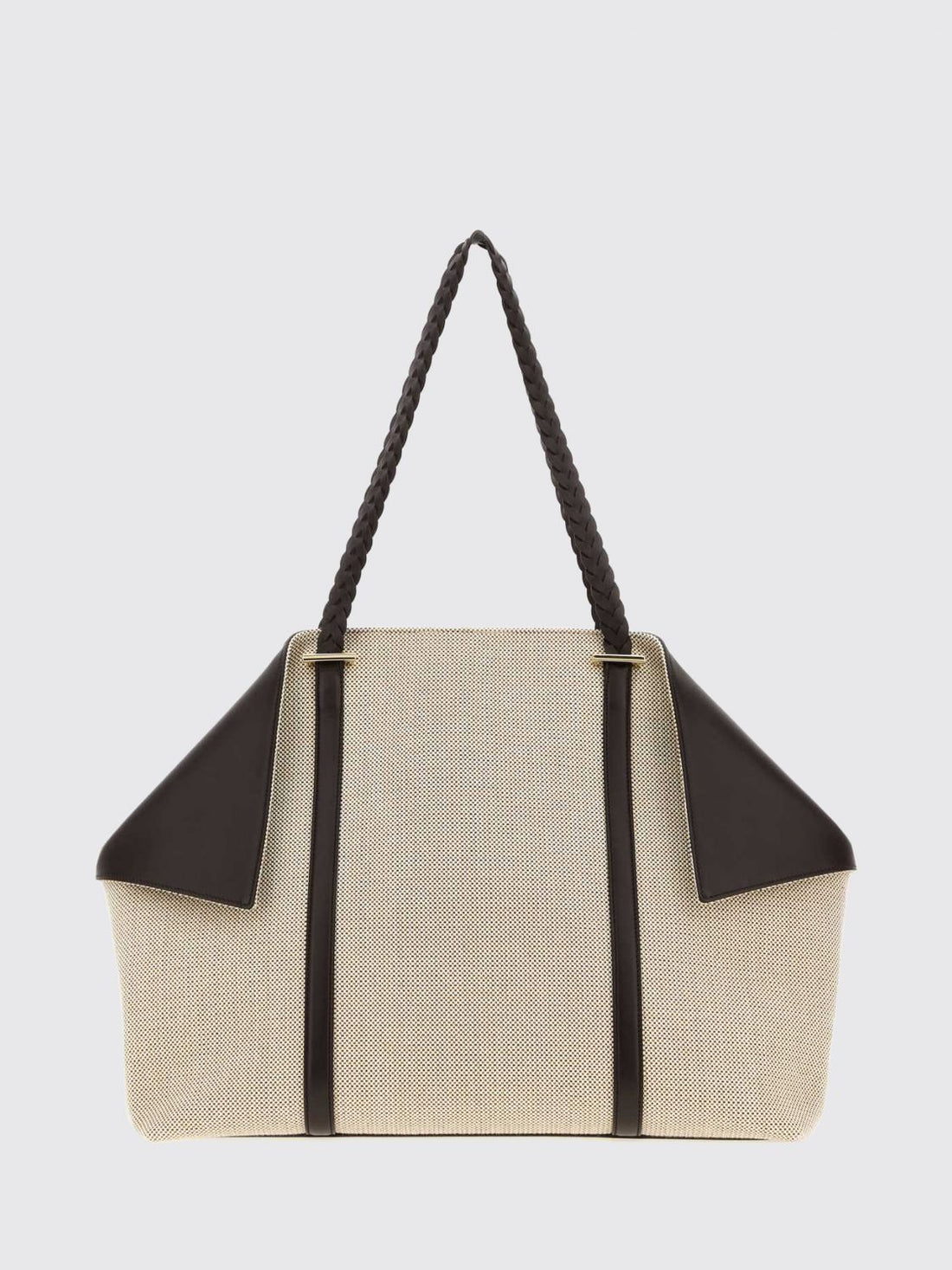 FERRAGAMO OS scarf gancini logo canvas and leather tote bag