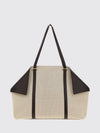 scarf gancini logo canvas and leather tote bag