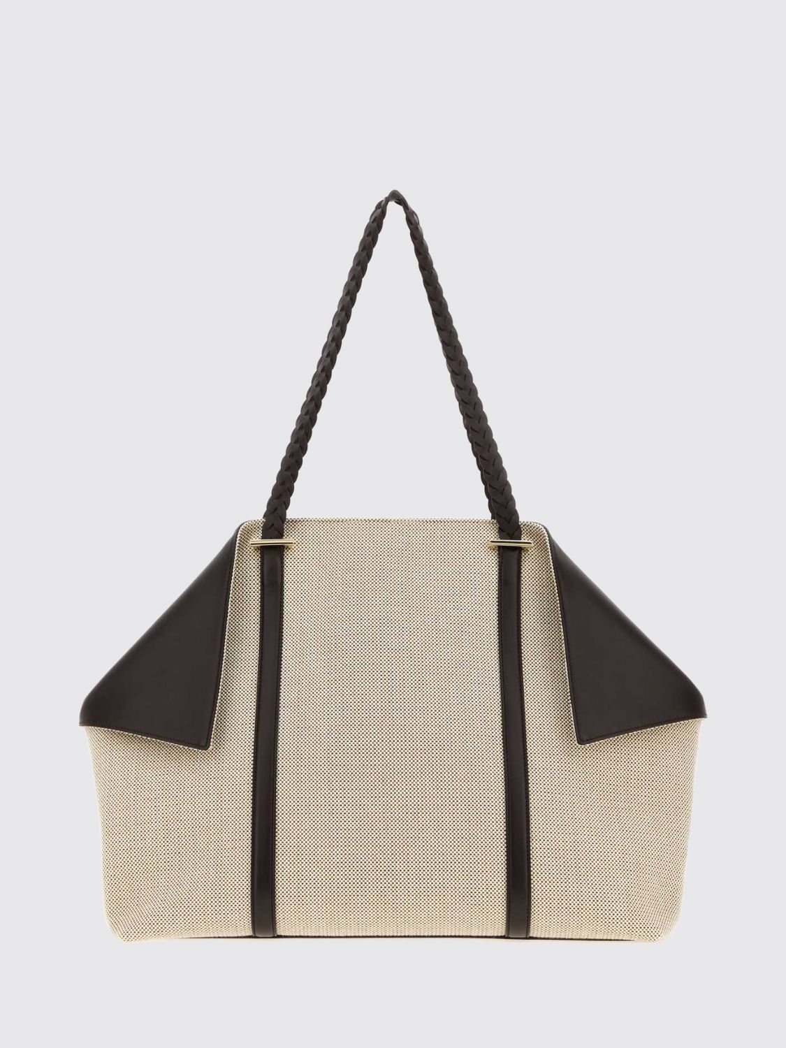 scarf gancini logo canvas and leather tote bag