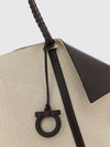 scarf gancini logo canvas and leather tote bag