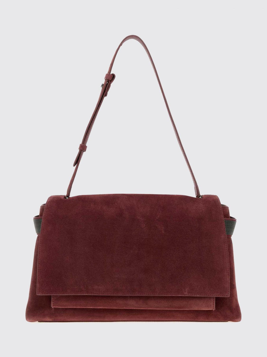BRUNELLO CUCINELLI OS suede shoulder bag with monili embellishment