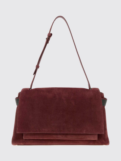 suede shoulder bag with monili embellishment