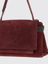 suede shoulder bag with monili embellishment