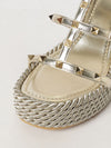 rockstud laminated leather wedge sandals with studs