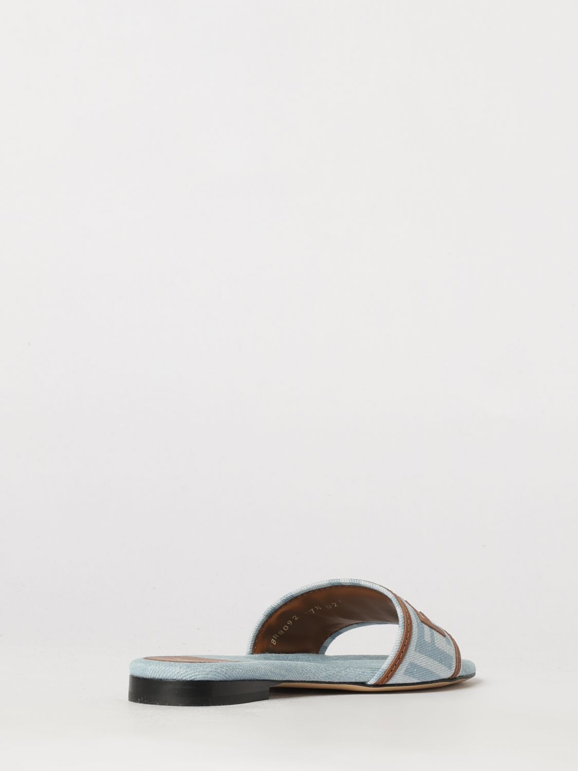sunshine low-heeled cotton denim mules with applied logo