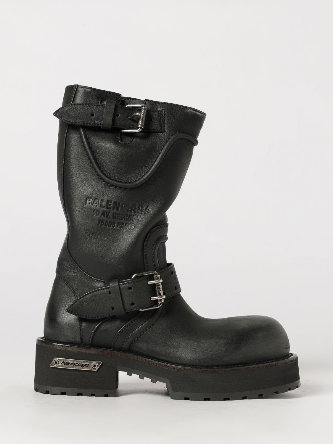 venom mid-calf calfskin leather biker boots