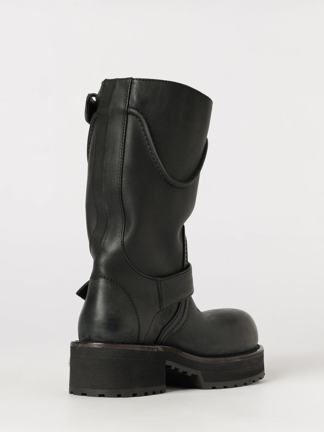 venom mid-calf calfskin leather biker boots