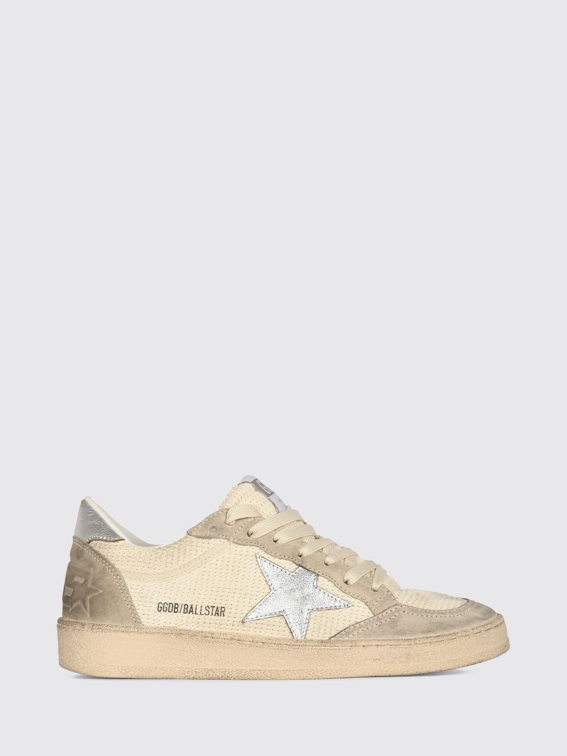 ball star distressed leather and cotton sneakers