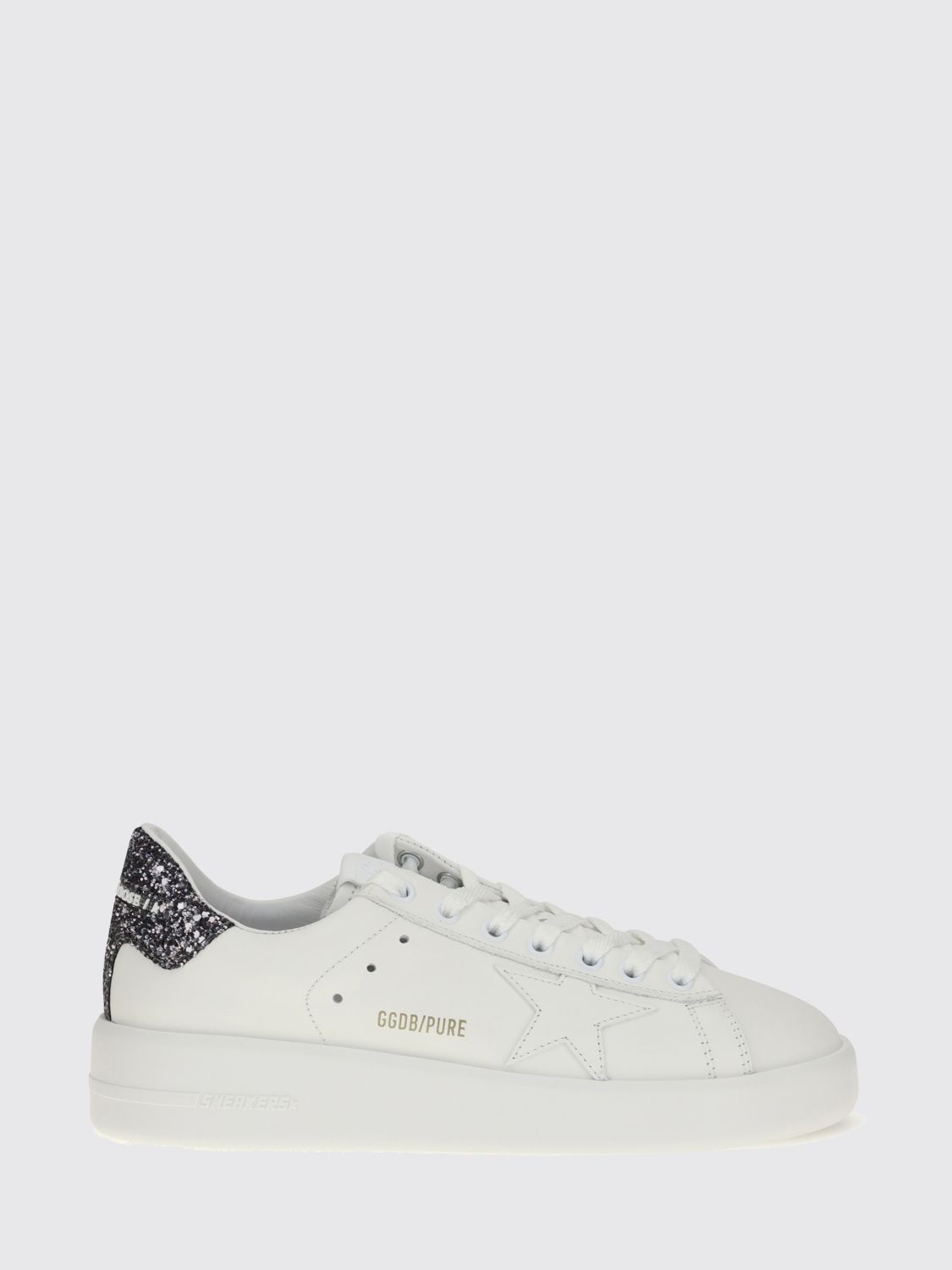 pure-star leather and glitter fabric sneakers with embroidery