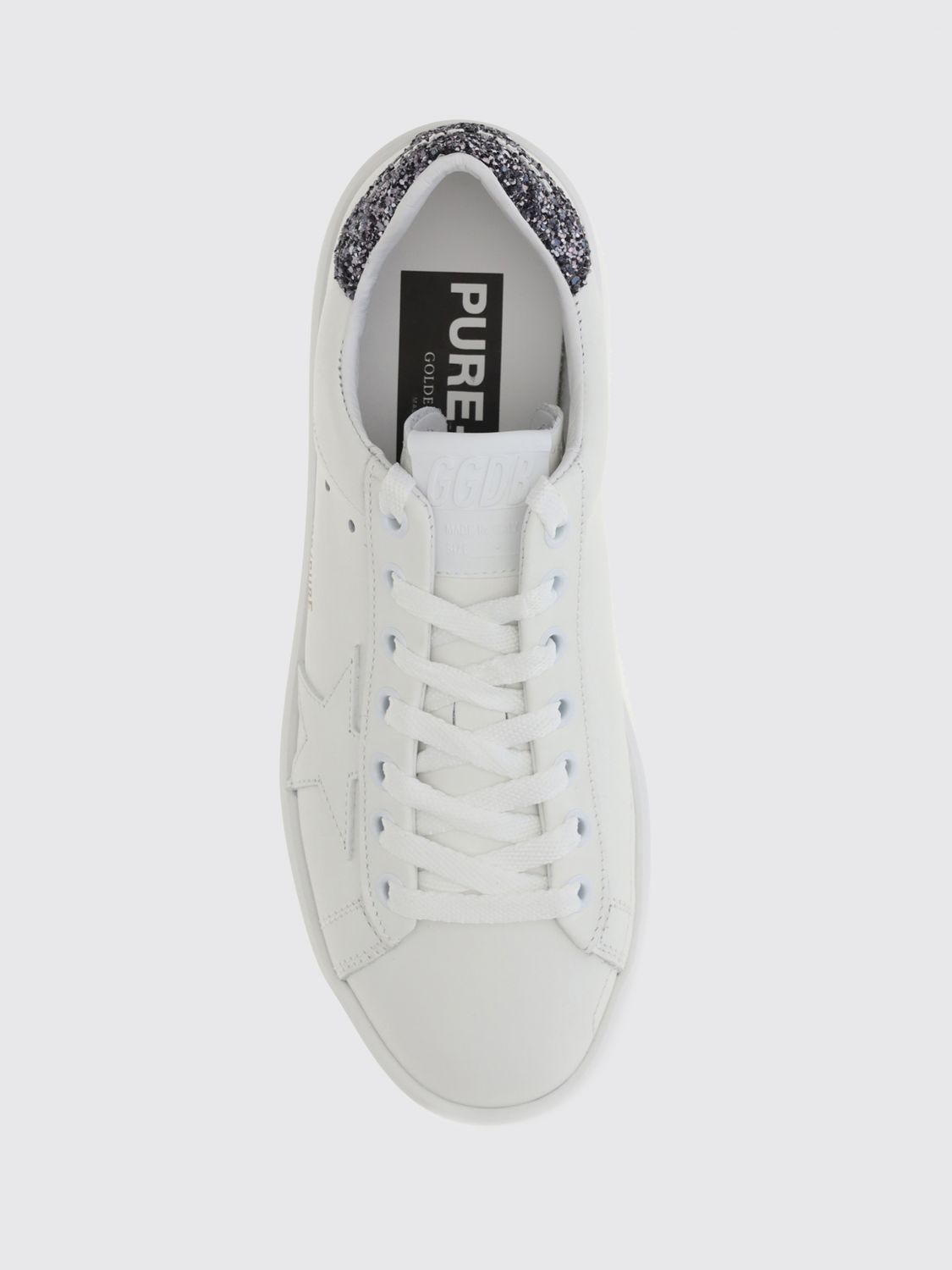 pure-star leather and glitter fabric sneakers with embroidery