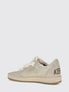 ball star distressed laminated leather sneakers with contrast logo