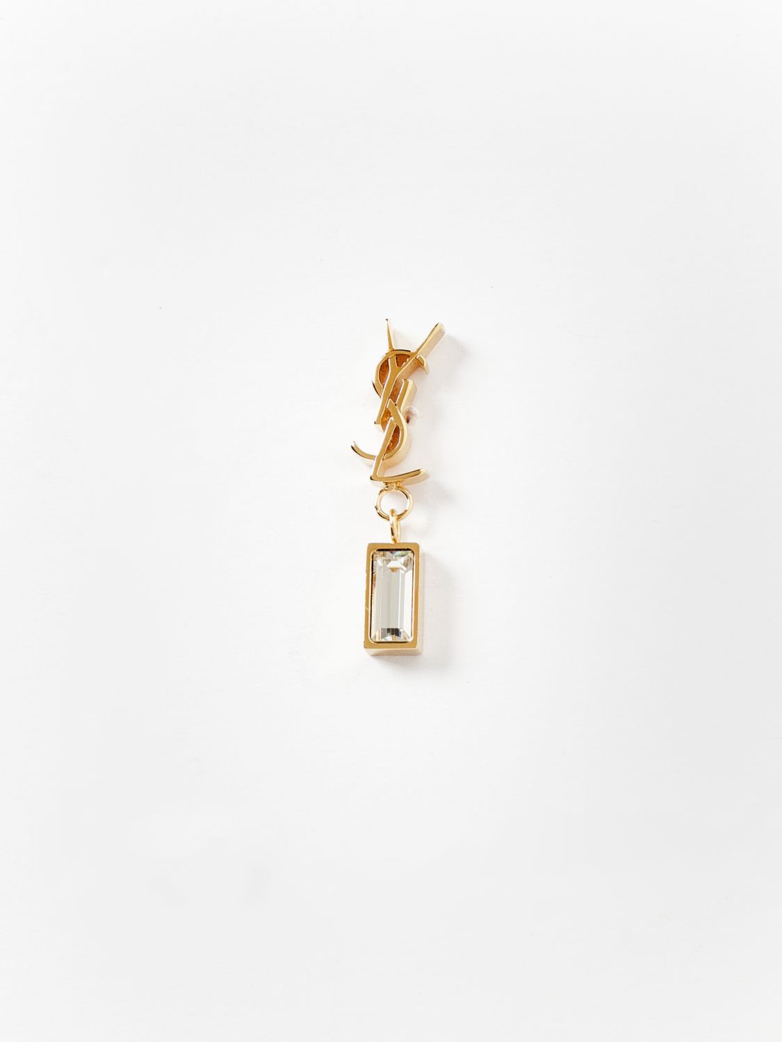 cassandre ysl monogram brass earrings