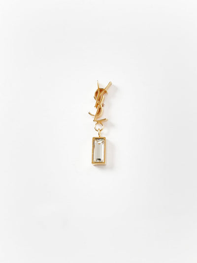 cassandre ysl monogram brass earrings