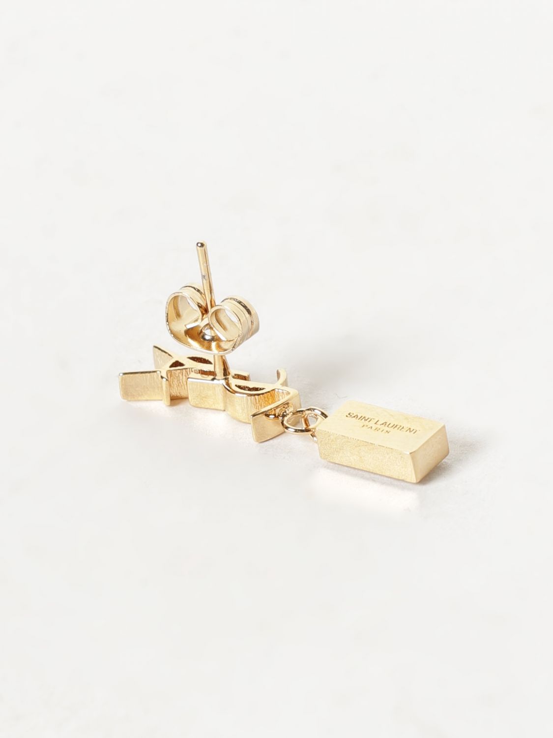 cassandre ysl monogram brass earrings