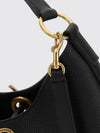carrie grained leather mini handbag with hook closure and flat handle