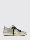 ball star leather and glitter fabric sneakers with used effect
