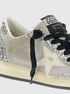 ball star leather and glitter fabric sneakers with used effect