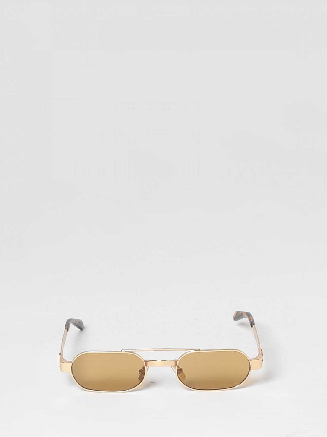MIU MIU 52 aviator metal sunglasses with double bridge and tortoiseshell temples