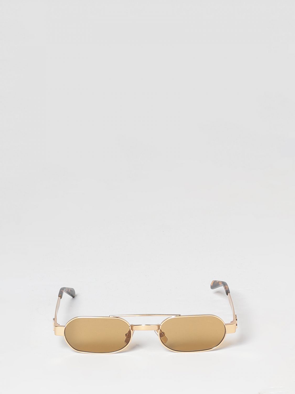 aviator metal sunglasses with double bridge and tortoiseshell temples