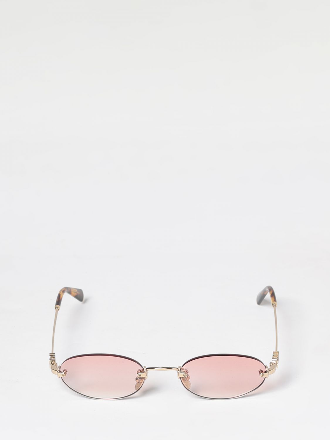 oval metal sunglasses with bridge and tortoiseshell temples