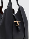 t timeless grained calfskin shoulder bag with double handle