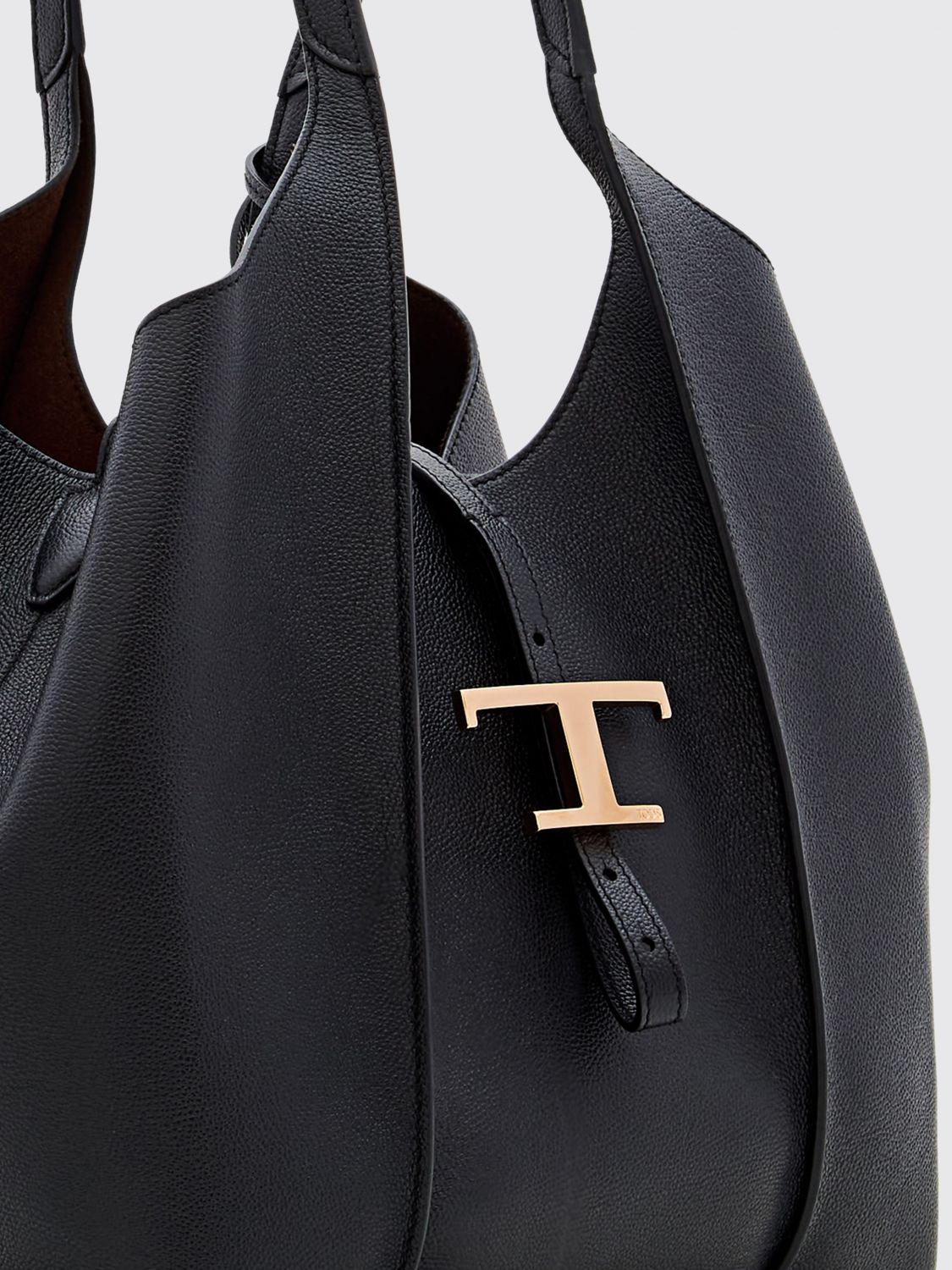 t timeless grained calfskin shoulder bag with double handle