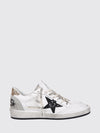ball star leather and glitter fabric sneakers with used effect