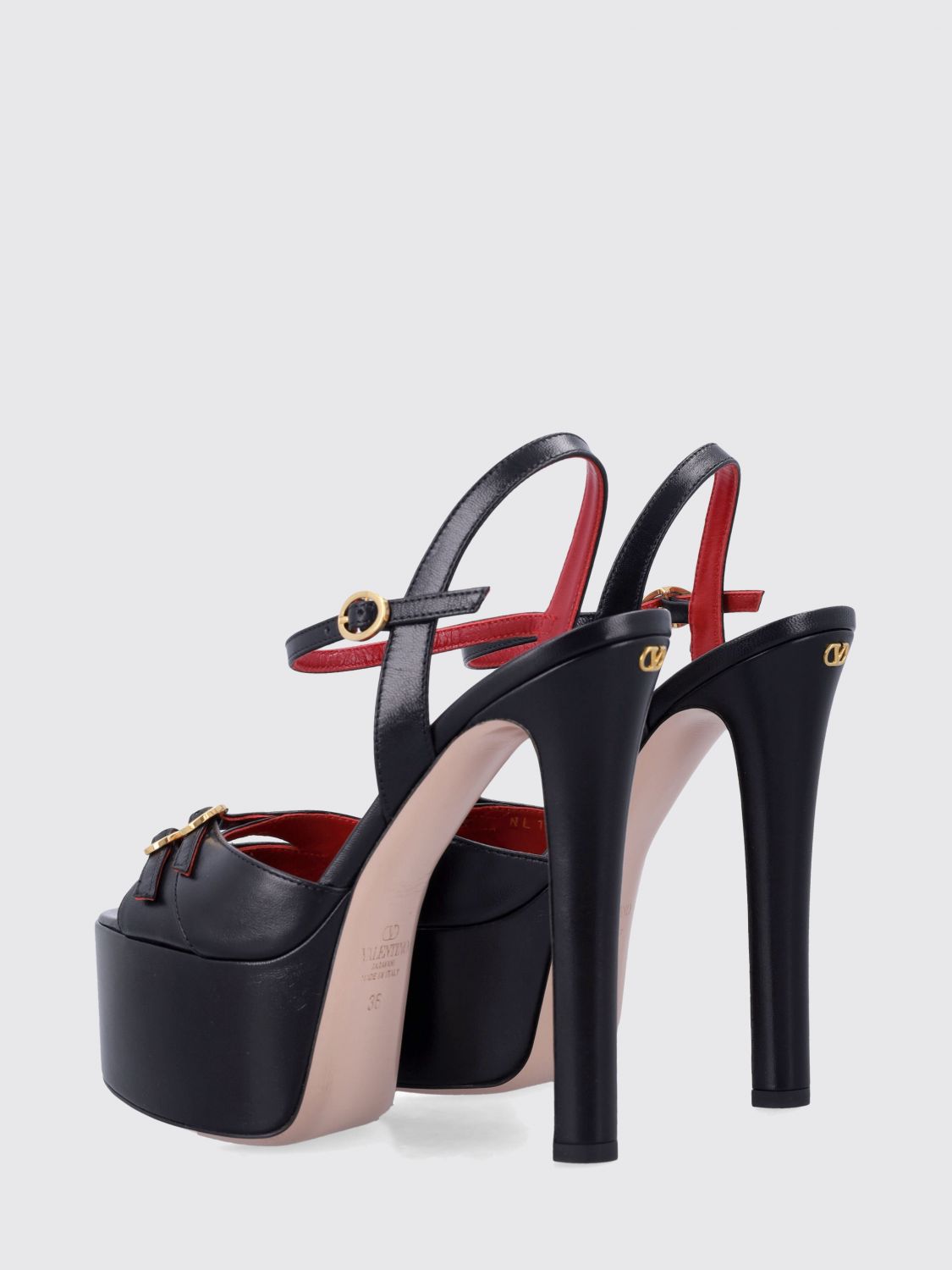 crasher leather sandals with stiletto heel and platform