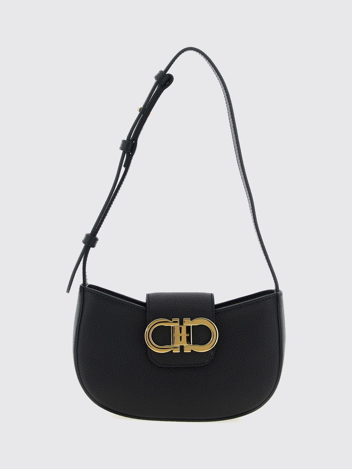 small calfskin leather crossbody bag with gancini clasp