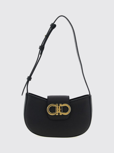 small calfskin leather crossbody bag with gancini clasp