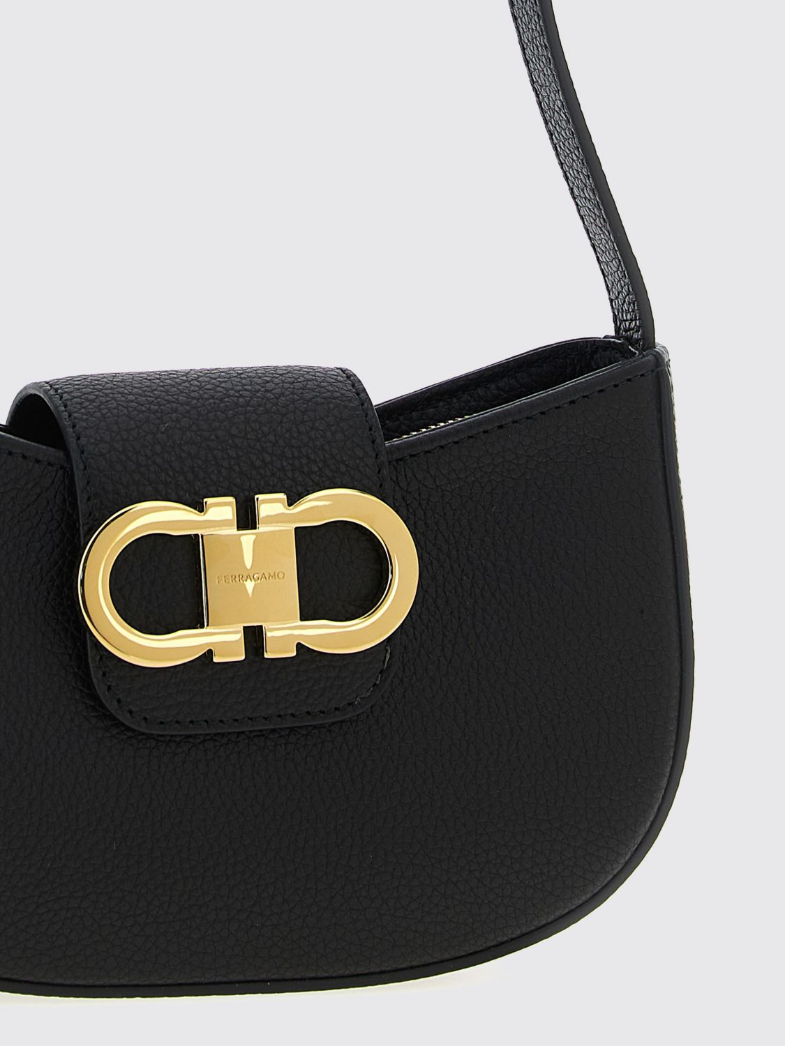 small calfskin leather crossbody bag with gancini clasp