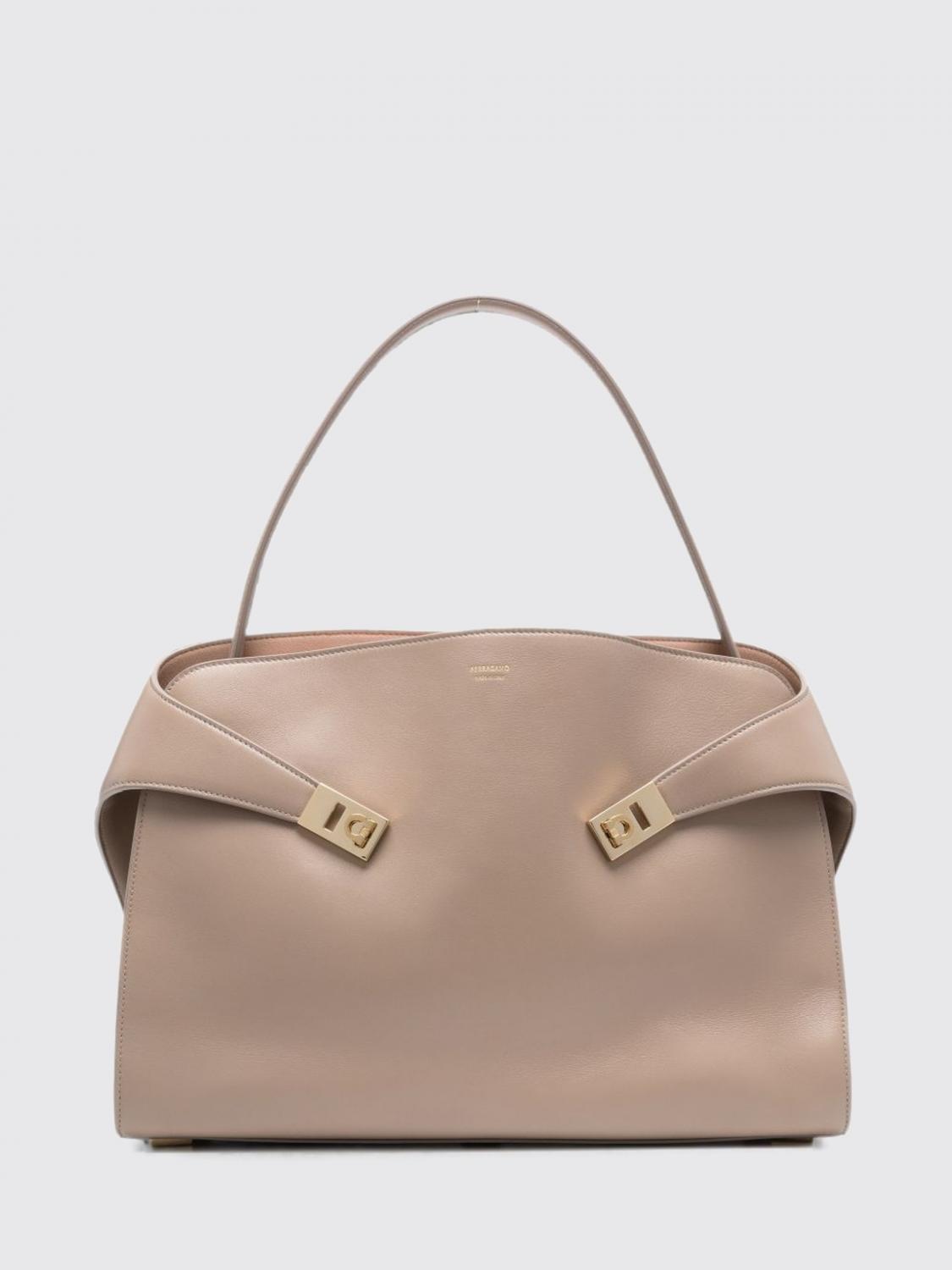 hug smooth calfskin leather shoulder bag with laminated logo
