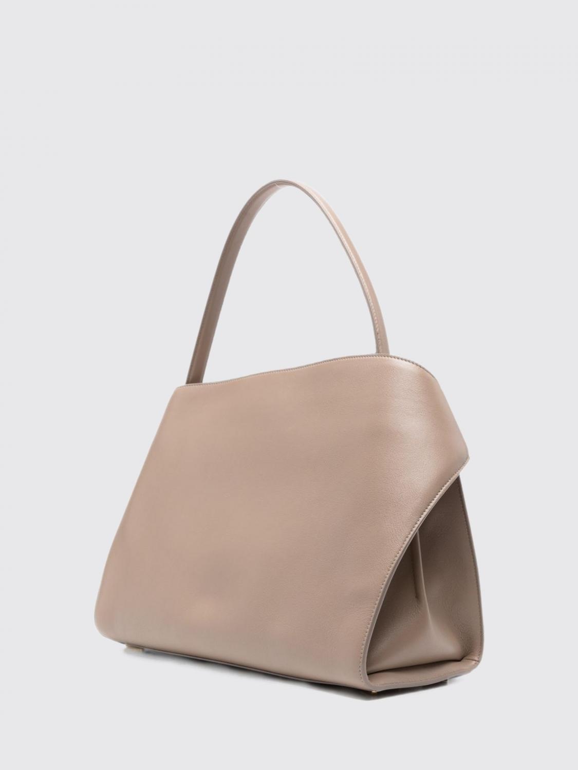 hug smooth calfskin leather shoulder bag with laminated logo