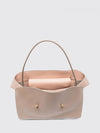 hug smooth calfskin leather shoulder bag with laminated logo