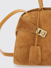 hug suede leather handbag with double handles