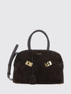 hug small suede leather top handle bag with removable strap