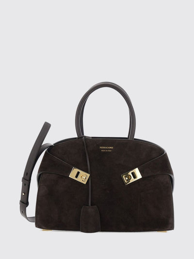 hug small suede leather top handle bag with removable strap