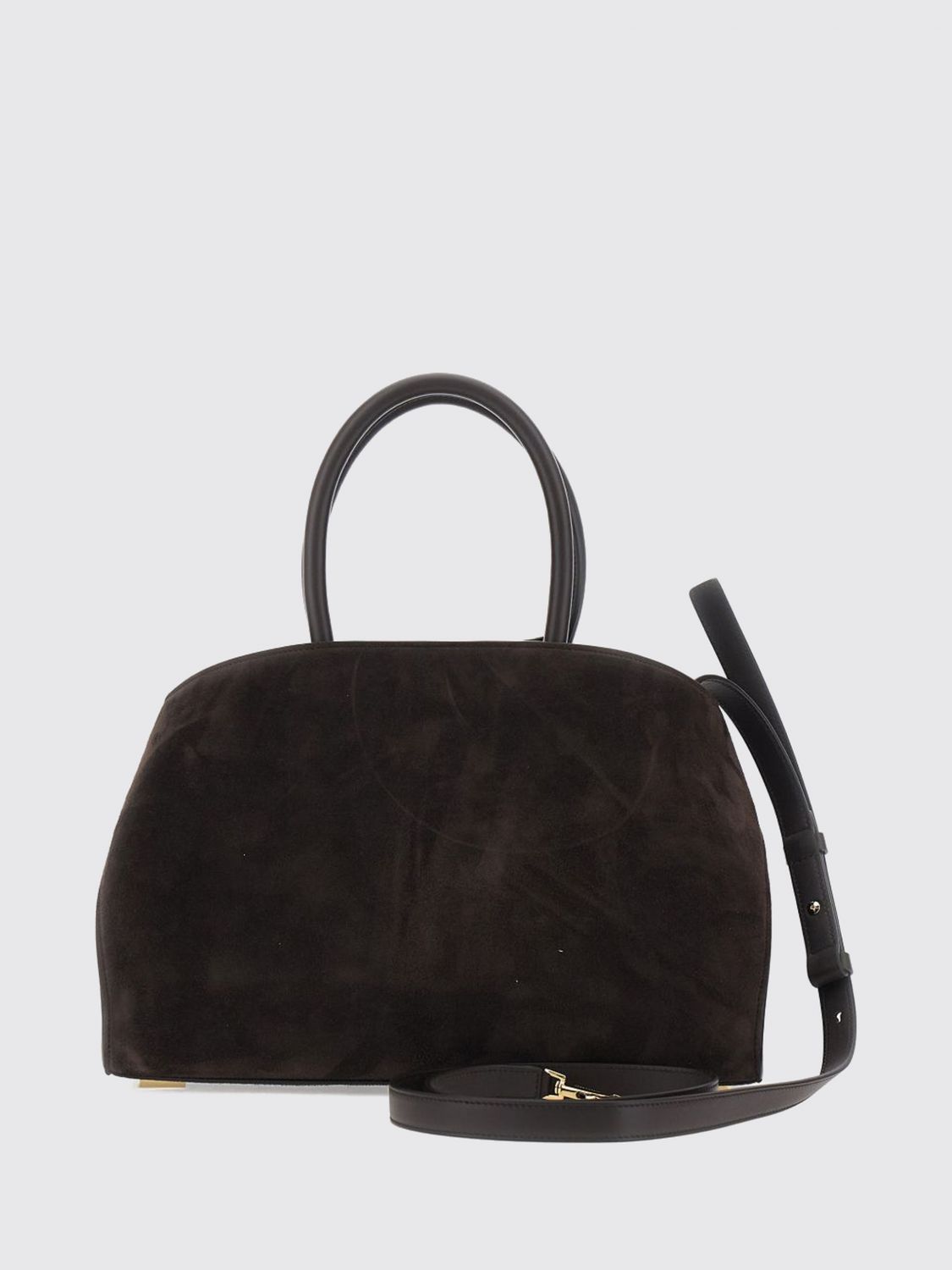 hug small suede leather top handle bag with removable strap