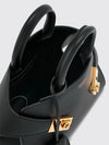 hug calfskin leather mini top handle bag with double handle and straps